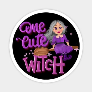 One cute witch in a broom Magnet